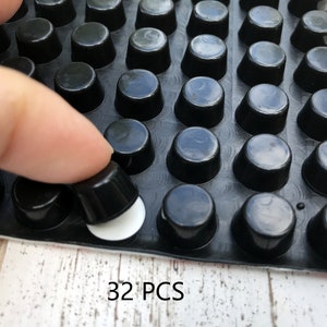 Rubber Bumper, Self Adhesive Silicone Rubber Feet, Bumpons Black Cylindrical 12x7mm (32 pieces)