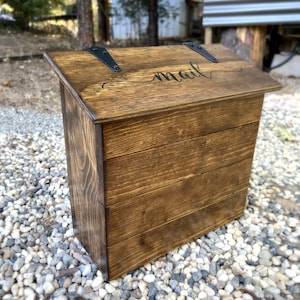 Tall hanging mailbox, handmade rustic wood mailbox for covered porch.