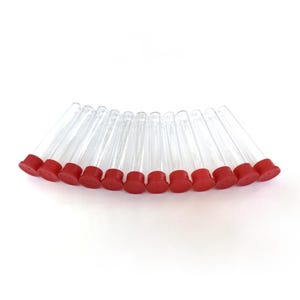 Hummingbird feeder test tubes with red cap, Set of 12.