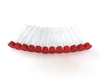 Hummingbird feeder test tubes with red cap, Set of 12.