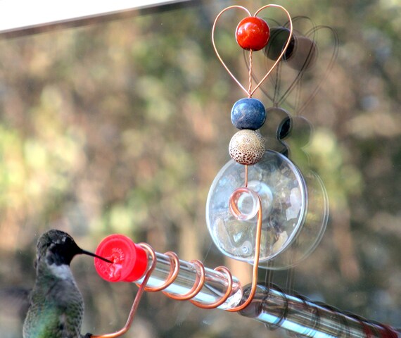 Window Hummingbird Feeder Copper Heart Test Tube Feeder Etsy