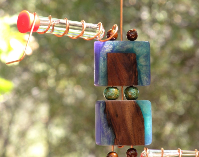 Copper Test Tube Hummingbird Feeder Walnut Wood And Epoxy Etsy