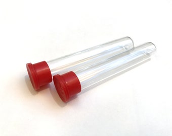 Hummingbird feeder glass tubes, replacement glass test tube with red cap, Set of 2.