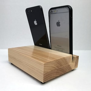 Hickory Wood Tablet & Phone Stand: Rustic Calico Design