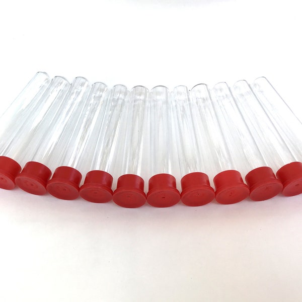 Hummingbird feeder test tubes with red cap, Set of 12.