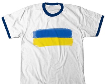 Ukraine Flag Ringer T-Shirt Unisex Ringer Tee Support Ukraine Shirt