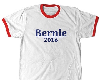 Bernie 2016 Ringer T-Shirt. Bernie Sanders for president 2016 Red Ringer Tee Shirt