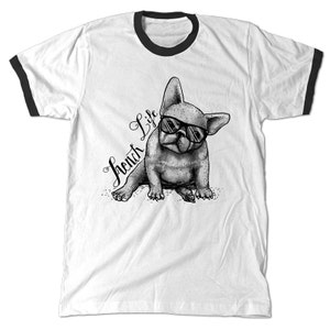 French Bulldog Life Ringer T-Shirt, French Life Bulldog cute dog tee shirt