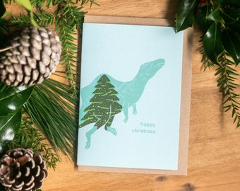 Happy Christmas Spinosaurus Dinosaur Christmas Card