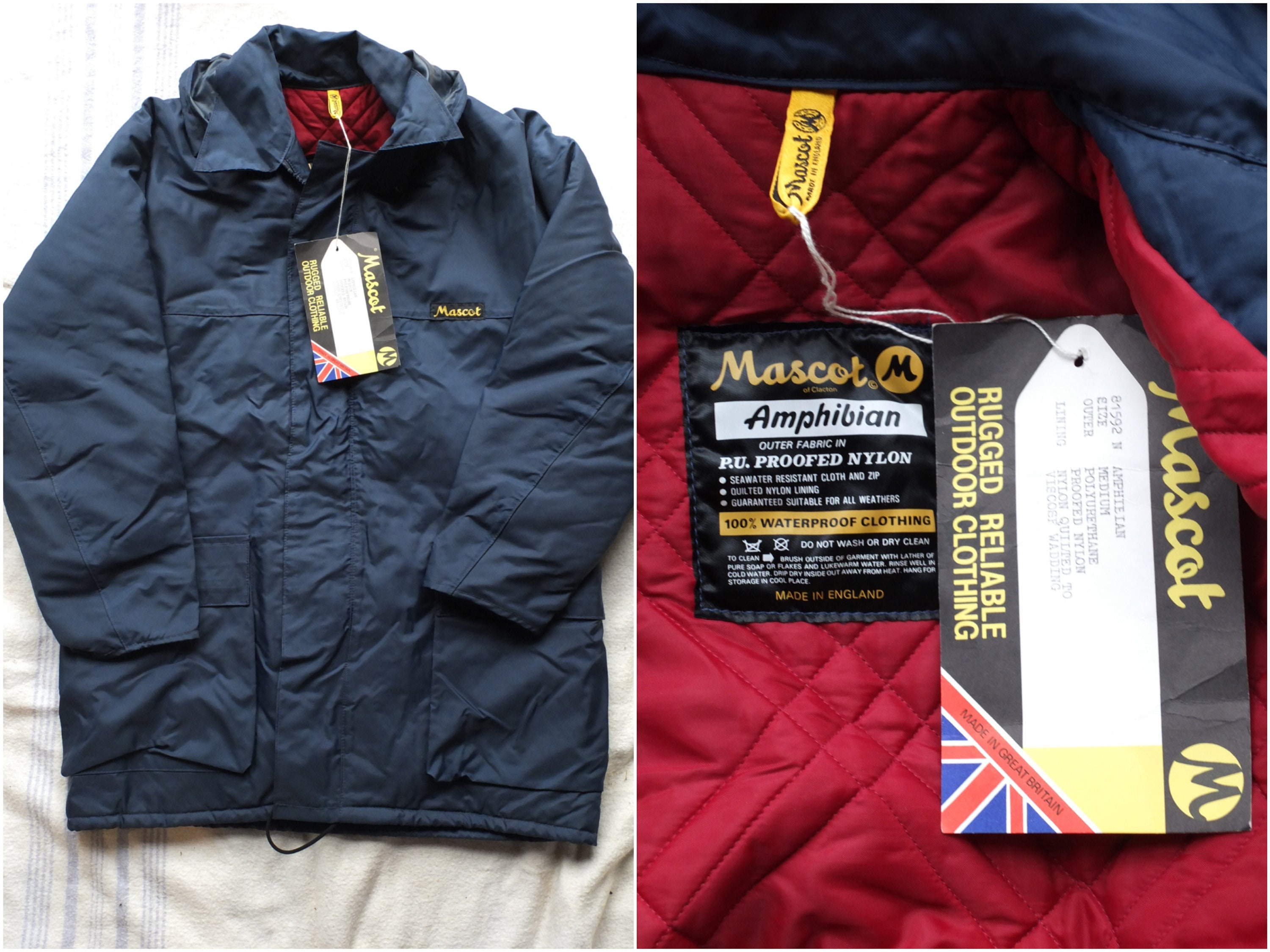 Image of Vintage Deadstock Mascot Amphibian Nylon Overcoat Jacket Medium