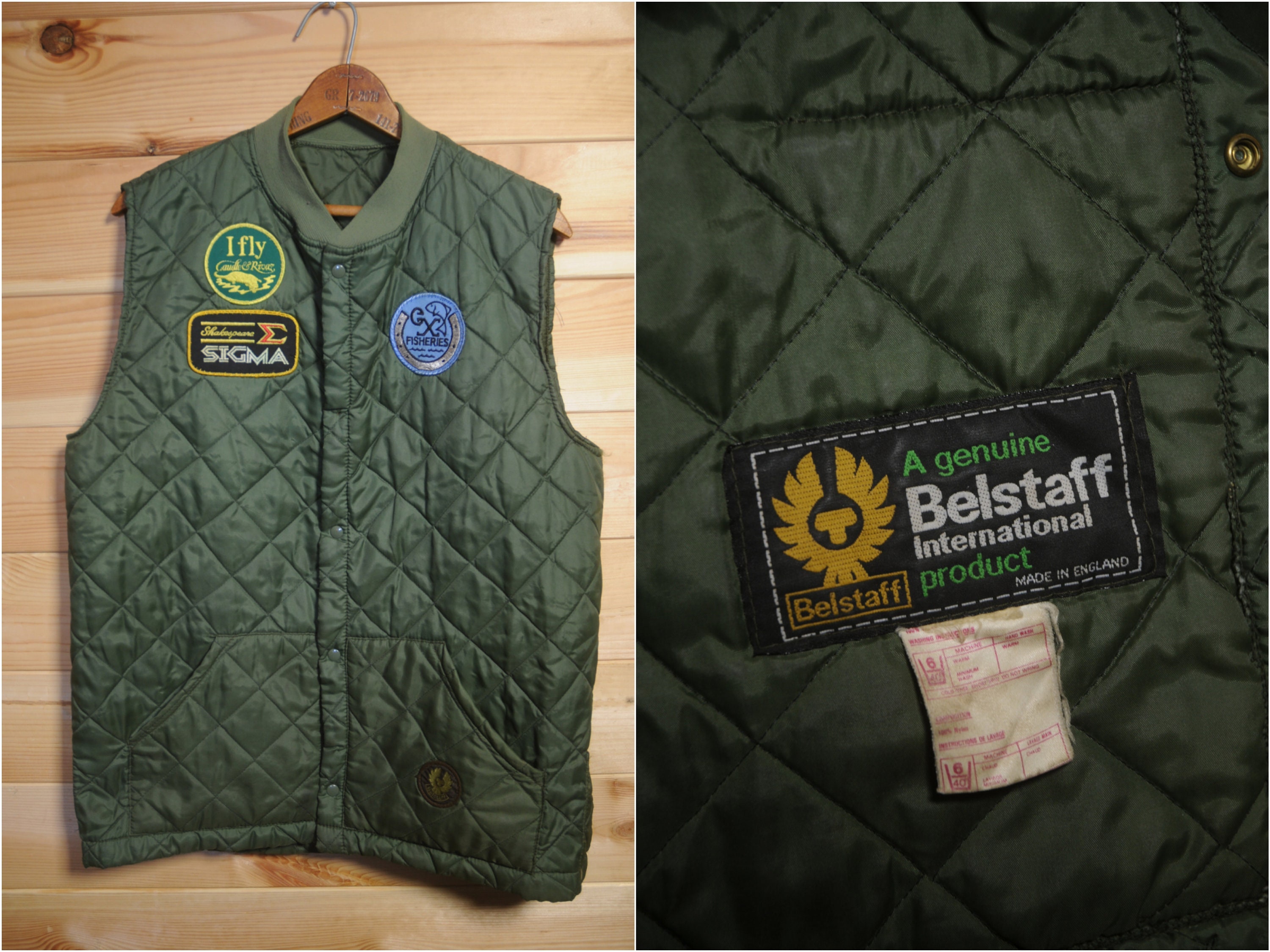 Image of Vintage Belstaff International Quilted Vest Bodywarmer Waistcoat Medium Fly Fishing