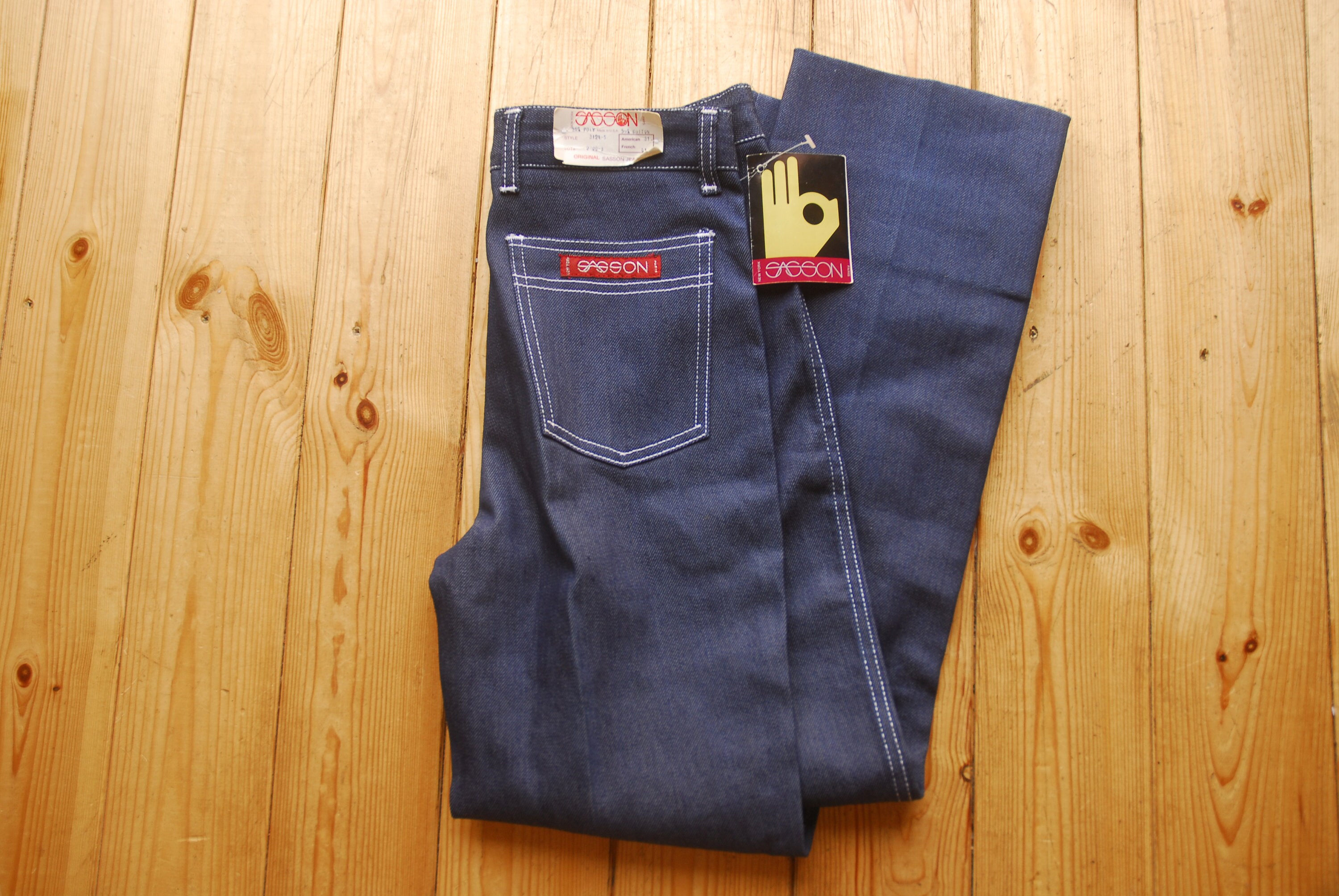 Image of Vintage Deadstock Nos Sasson Blue Jeans Made in Usa Talon 42 Label Size 31" Fit 28"