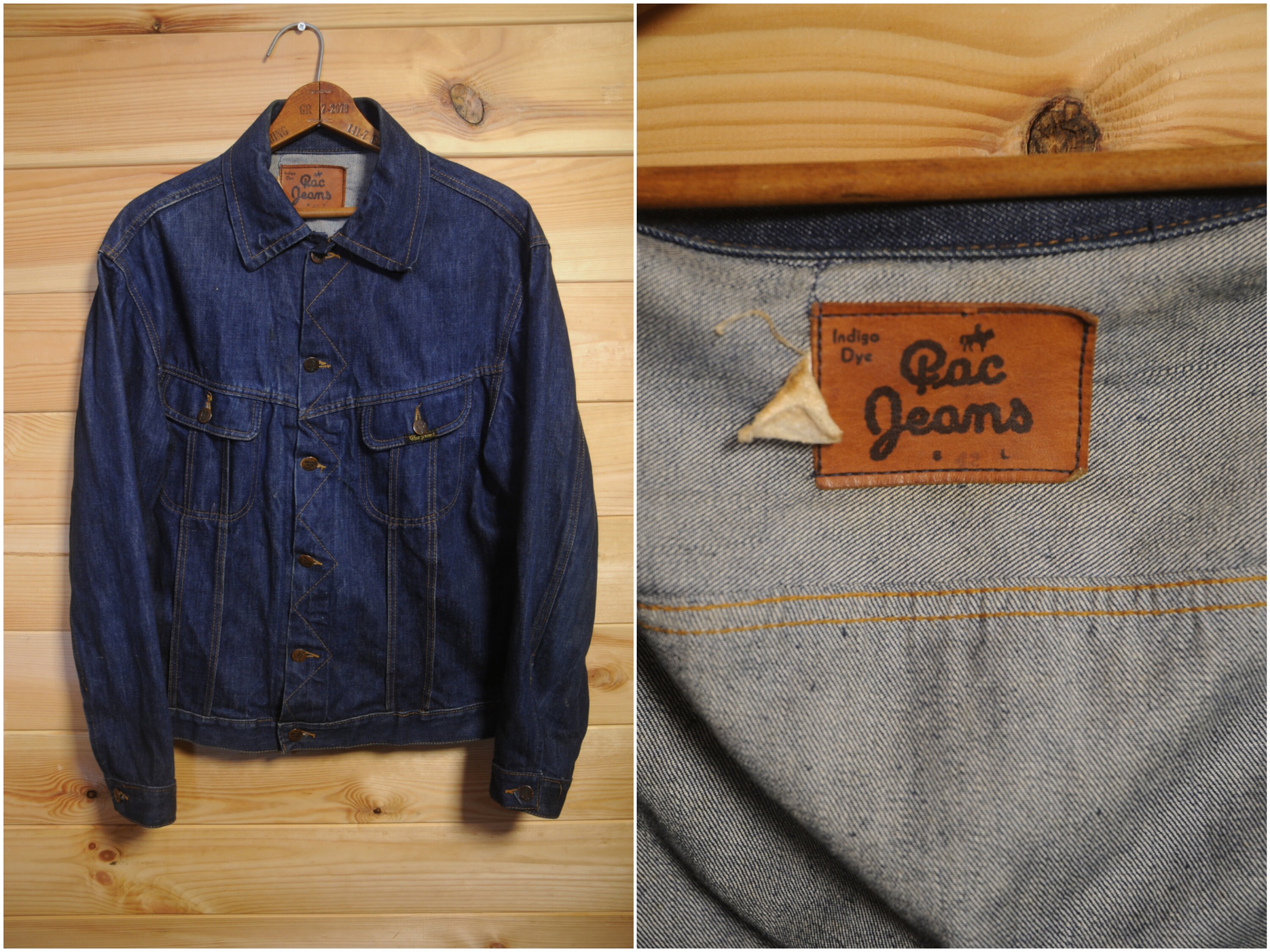 Image of Vintage Pac Jeans Indigo Denim Trucker Western Jean Jacket 42"