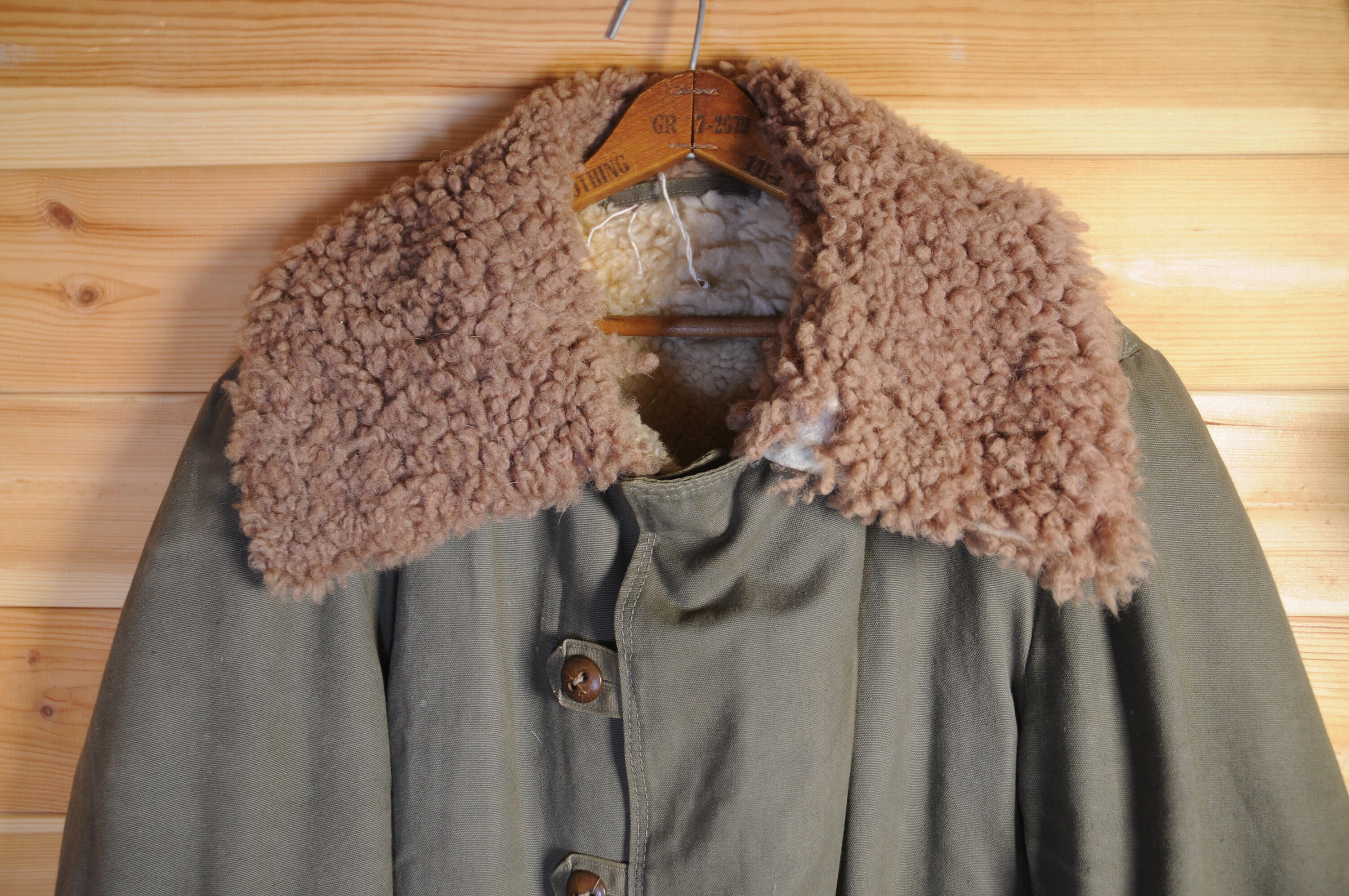 Image of Vintage Swedish M1909 Extreme Cold Weather Sheepskin Lined Park Military Coat Size 2