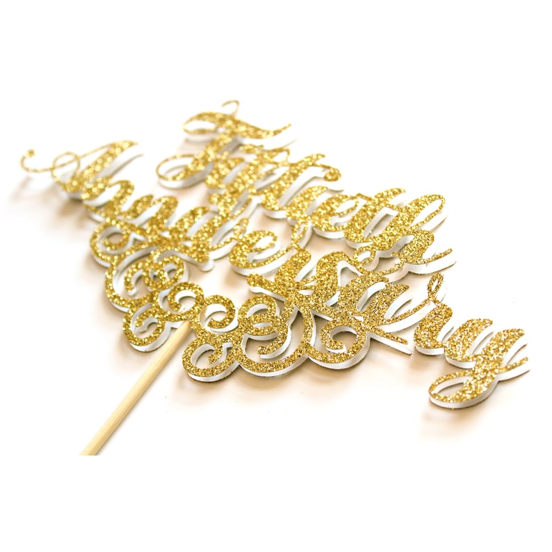 Glitter Anniversary Cake Topper ~ Any Number ~ Wedding Anniversary Party Ideas ~ Gold Anniversary Cake Topper ~ Custom Anniversary Topper ~