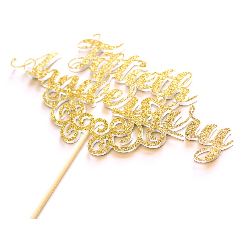 Glitter Anniversary Cake Topper ~ Any Number ~ Wedding Anniversary Party Ideas ~ Gold Anniversary Cake Topper ~ Custom Anniversary Topper ~