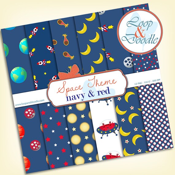 Items similar to 80 OFF SALE Space theme digital paper pack for scrapbooking, diy cards