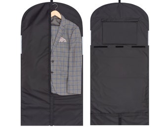 GARMENT BAG MONOGRAM - Garment Bag Men - Waterproof Bag - Black Suit Bag - Unique Suit Bag - Removable Pocket Bag