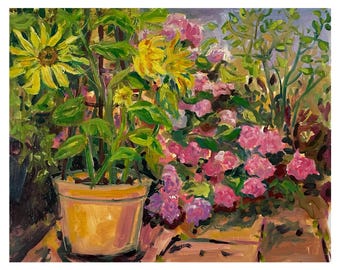 A corner of my English Garden Original Oil Painting