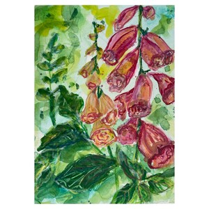 Peinture florale - En attendant les abeilles - 5 par 7 pouces emmêlés pour s’adapter à une aquarelle de 8 par 10 cadres sur papier