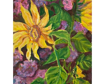 Sunflowers in my English Garden Original Oil Painting