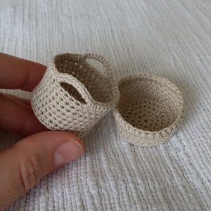 Dollhouse basket set of 2,  miniature basket 1:12, crochet basket for dollhouse,