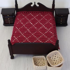 Crochet miniature blanket, Dollhouse, scale 1:12 , crochet blanket
