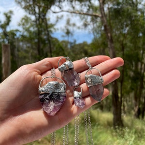 Fluorite/ Clear quartz silver pendant soft solder