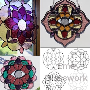 4x Mandala-patronen glas-in-lood