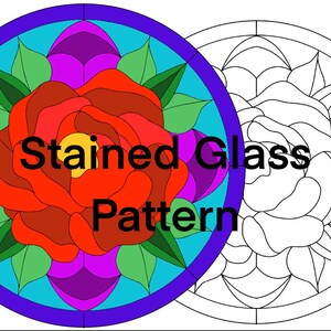 Stained Glass Peony Panel Pattern