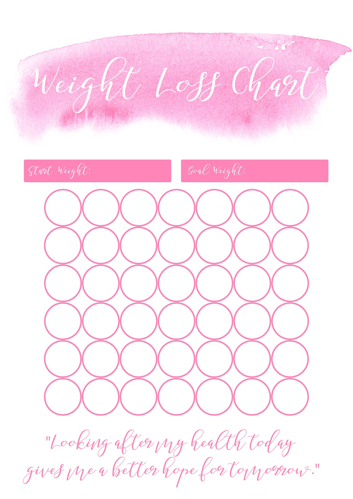 All Printable Weight Loss Chart A4 Slimming World Weight Etsy UK