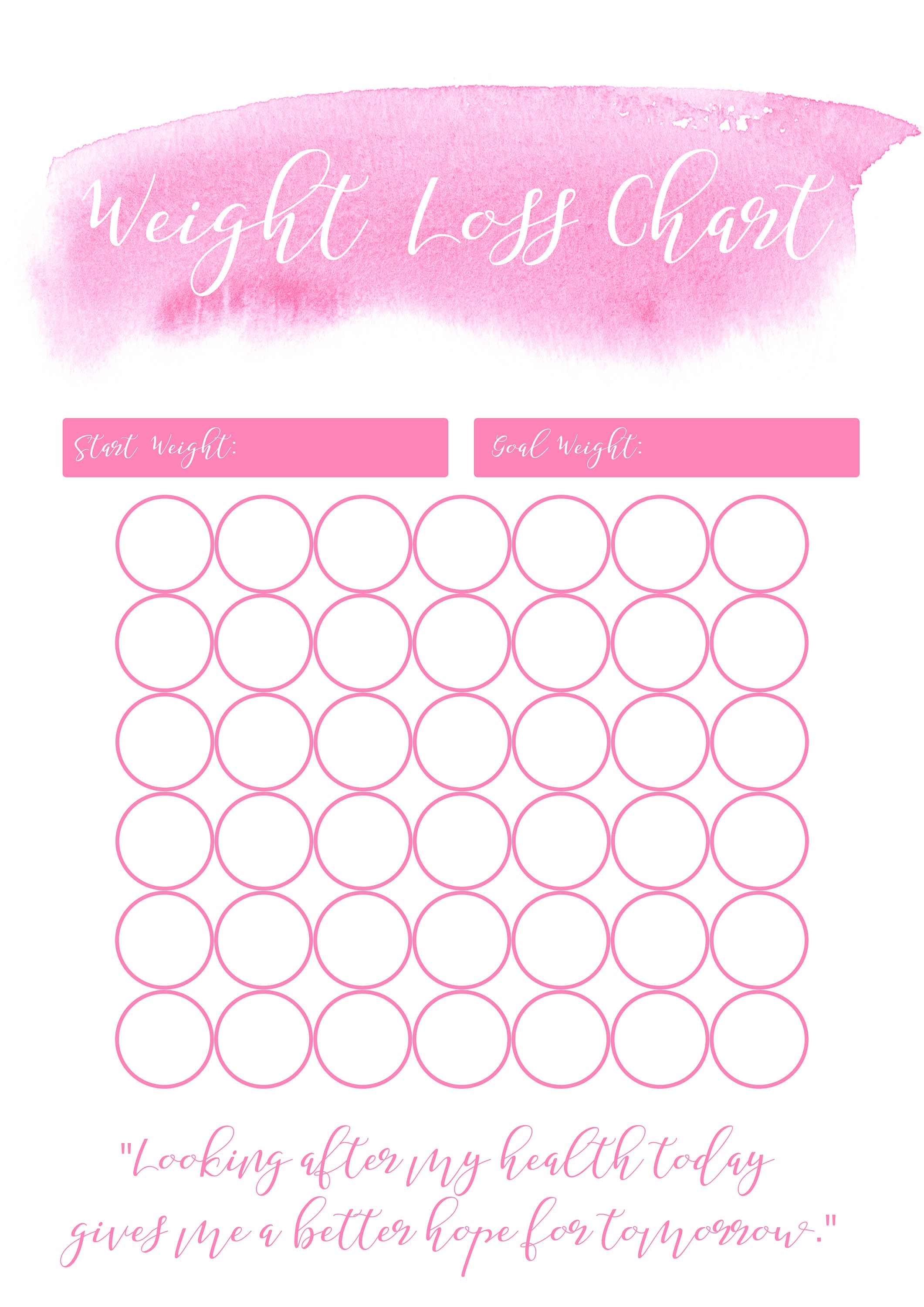 All Printable Weight Loss Chart A4 Slimming World Weight Etsy