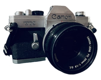 Canon TX Working SLR Film Camera with Canon 50mm f:1.8 Lens - Great Working 35mm Film Camera - Great Student Camera + Free Camera Strap