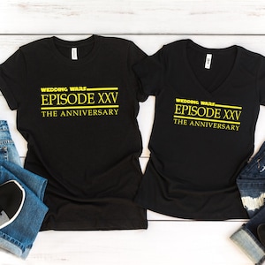 Wedding Wars - Episode (Your Choice) - The Anniversary - Bride and Groom Shirts - Wedding Wars Anniversary Proposal Shirts Star Honeymoon