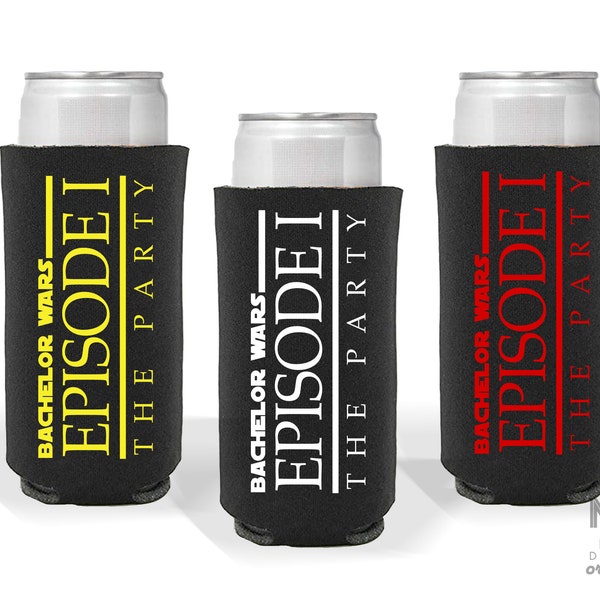 Galaxy Wars Bachelor Can Holders - Bachelor Wars - Episode 1 - The Party - Slim + Standard Can Reusable Holder - Coolers Star Gifts