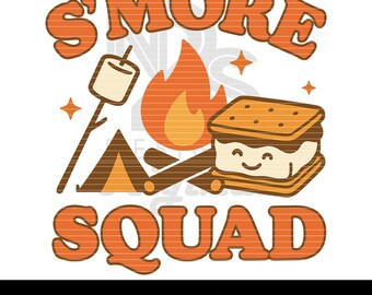 S’more Squad SVG | Camping Marshmallow Stick & Campfire Cut File for Cricut, Silhouette | Summer Camp Clipart
