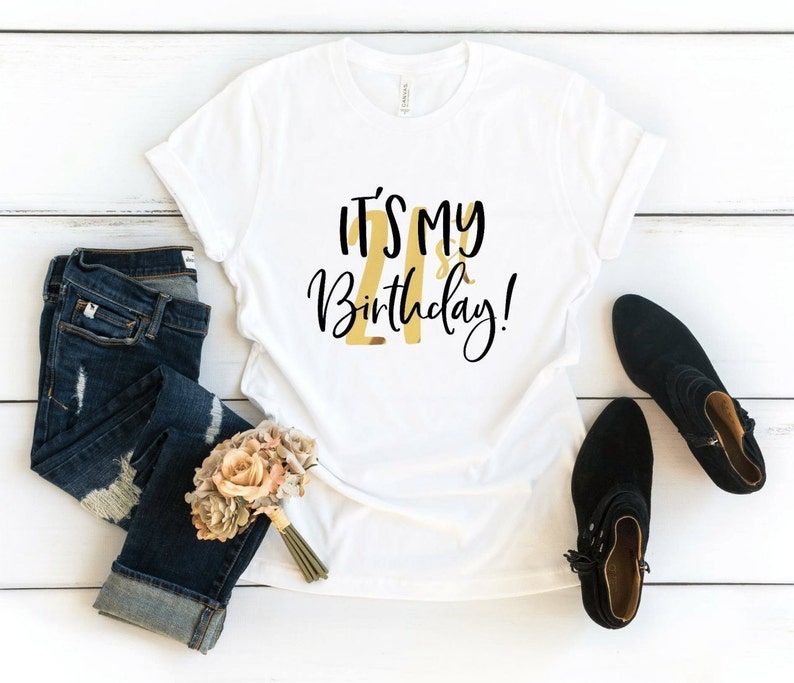 Birthday Shirt It's My 21st Birthday Women's Crew Neck T Shirt, 21st Birthday TShirt Happy Birthday Shirt Finally 21 Birthday GIft Squad image 1