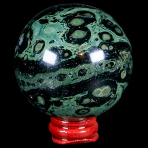 XL 59MM Green Eye Kambaba Jasper Sphere Ball Orb Stromatolite Algae Fossil Peacock Jasper Free Stand And Shipping