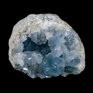 4.7" Sky Blue Rough Celestite Crystal Druzy Cluster Geode 4 LB 1.8 OZ Celestine Madagascar Free Shipping