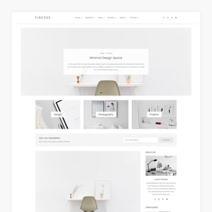 Puede incluir: Una p&aacute;gina de inicio de un sitio web para un estudio de dise&ntilde;o llamado Finesse. El sitio web presenta un dise&ntilde;o minimalista con un fondo blanco y texto negro. La p&aacute;gina de inicio incluye un encabezado con el nombre del estudio, una barra de navegaci&oacute;n y una secci&oacute;n destacada con el texto "Minimal Design Space". La p&aacute;gina de inicio tambi&eacute;n incluye una secci&oacute;n con las &uacute;ltimas publicaciones del estudio, una secci&oacute;n sobre el estudio y una secci&oacute;n para unirse al bolet&iacute;n del estudio.