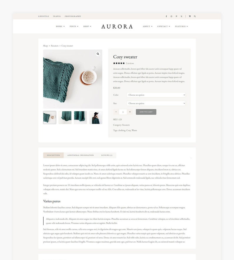 Aurora - Wordpress Blog & Shop Theme - Etsy