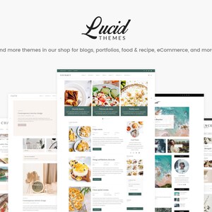 Puede incluir: Capturas de pantalla del sitio web que muestran diferentes temas para blogs, portafolios, comida y recetas, comercio electr&oacute;nico y m&aacute;s. El sitio web se llama Lucid Themes.