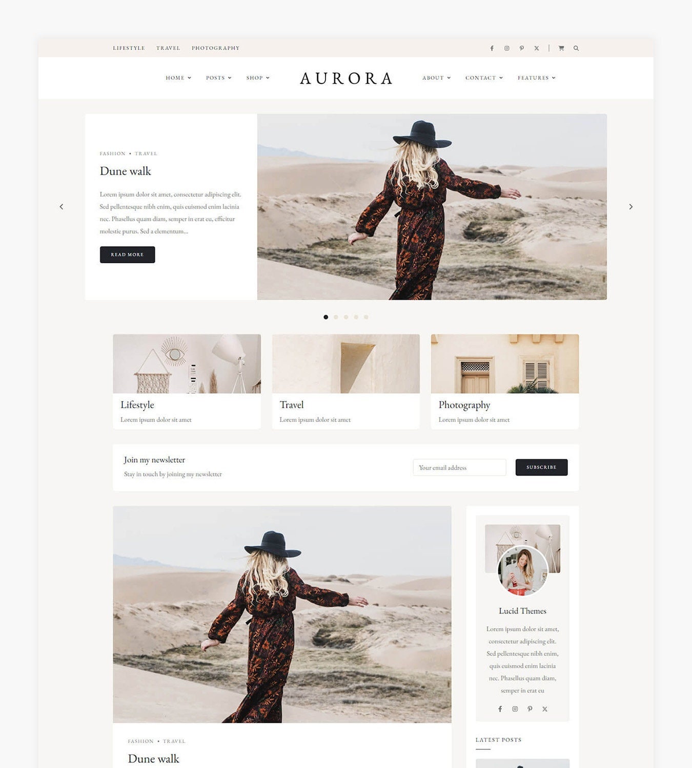 Aurora - Wordpress Blog & Shop Theme - Etsy