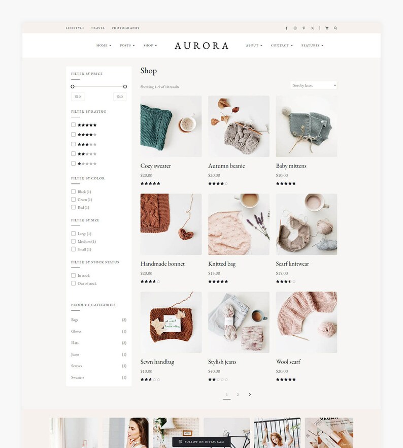 Aurora - Wordpress Blog & Shop Theme - Etsy