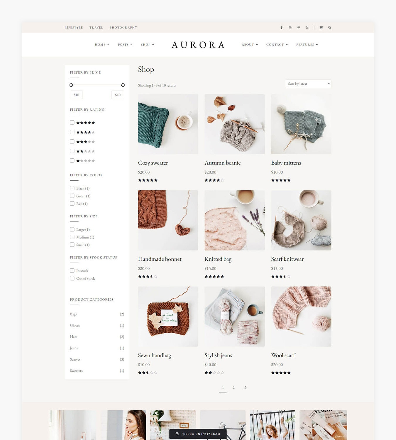 Aurora - Wordpress Blog & Shop Theme - Etsy