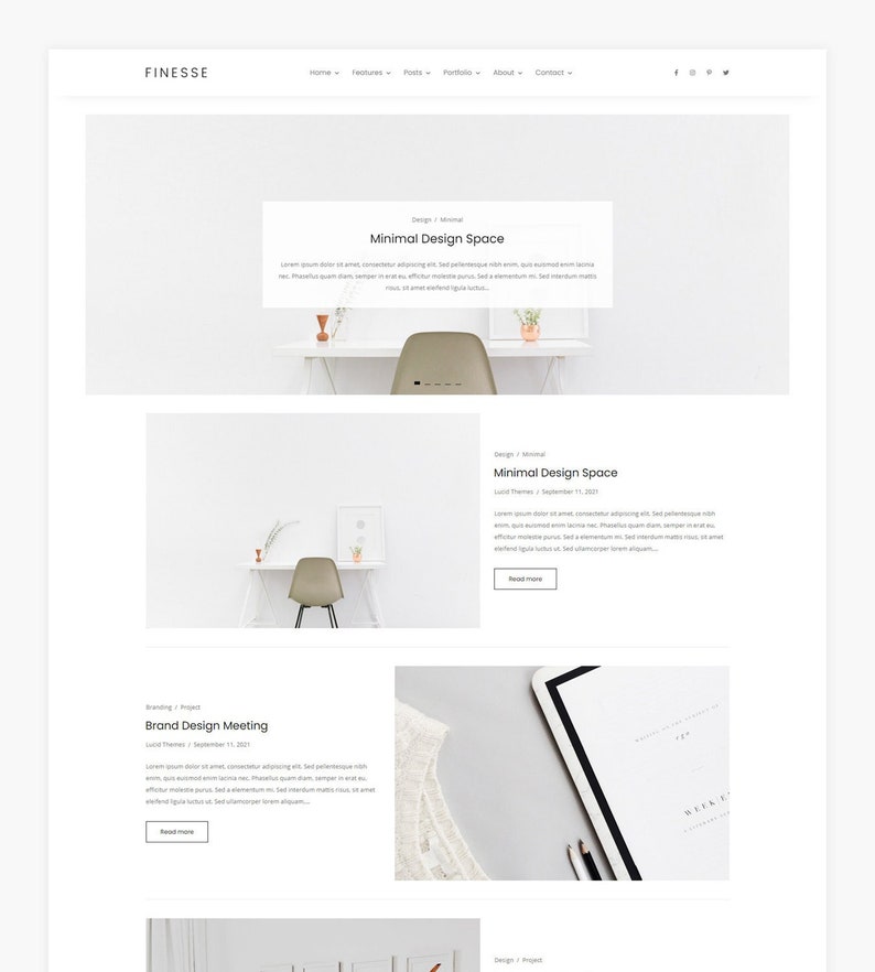 Finesse - Tema de WordPress para blogs y portafolios imagen 2