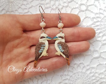 Kookaburra Ohrringe, handgefertigt, Papagei Figur aus Polymer Clay HOHE QUALITÄT, wie echt !!!!