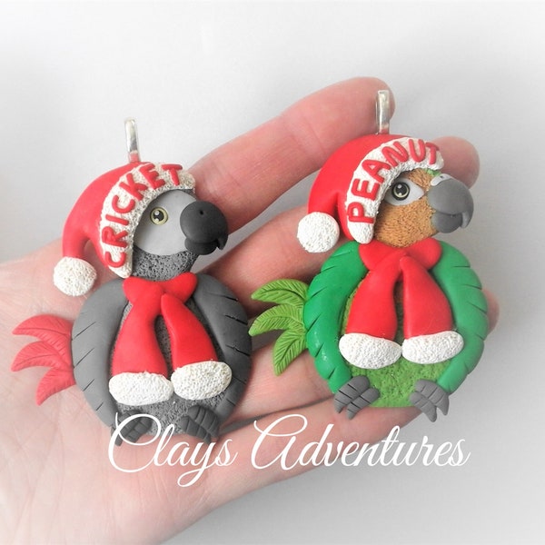 PERSONALIZED parrot christmas ornament / necklace / magnet, handmade!