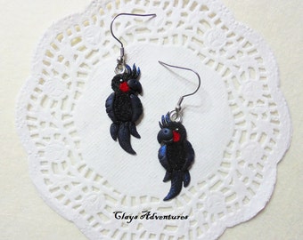 Cockatoo earrings funny parrot handmade from polymer clay.