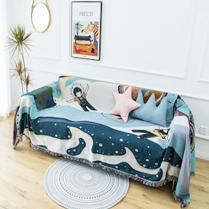 Weltraum Möbel Decke, Alien Picknick Decke, Outdoor Garten Decke, Einzigartiges Geschenk, Boho Interior, Matisse, Eklektisch Abstrakte Planeten